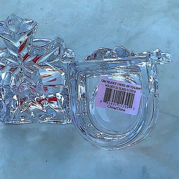 MIKASA CELEBRATIONS TEA LIGHT HOLDERS SET OF 2 REJOICE COLLECTION CRYSTAL 4 INCH - Picture 6 of 8